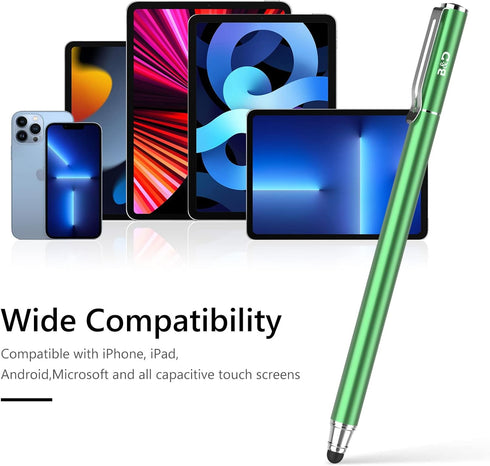 Bargains Depot Stylus Pens for Touch Screens (2 Pcs), 2-in-1 Stylus for iPhone, iPad, Samsung Galaxy, Tablet with 20