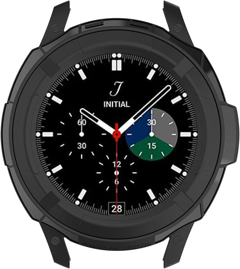 Case for Samsung Galaxy Watch 4 Classic 42mm 46mm, Protective Cover with Rotatable Bezel Ring (Black)