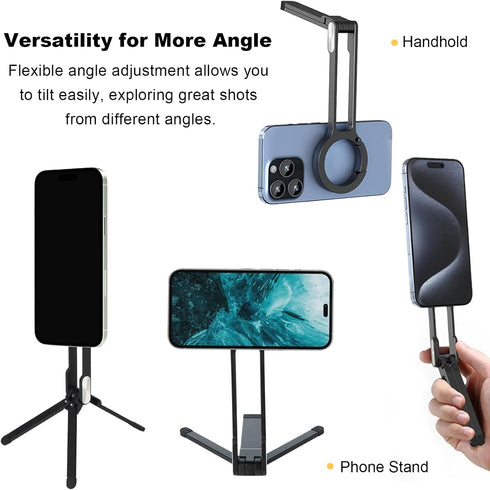 Keledz 16/15/14/13/12 Magnetic Pocket Phone Tripod Foldable for iPhone Plus Pro Max Series, Aluminium Smartphone Mini