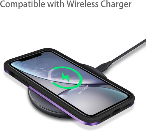 Heavy Duty Protection Case for iPhone XR, Shockproof Dropproof Dustproof Anti-Scratch Cover (Purple)
