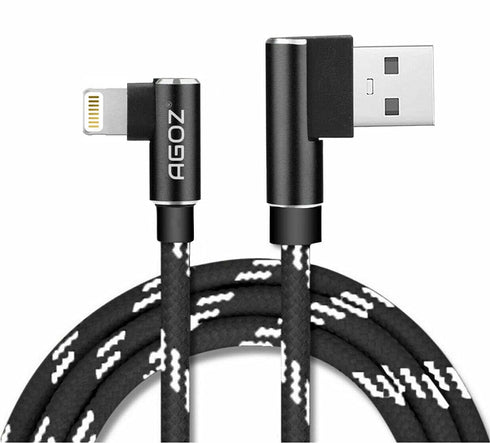 AGOZ 4FT Apple MFI Certified Lightning iPhone Cable, 90 Right Angle, FAST Charger Cord Compatible with iPhone 14