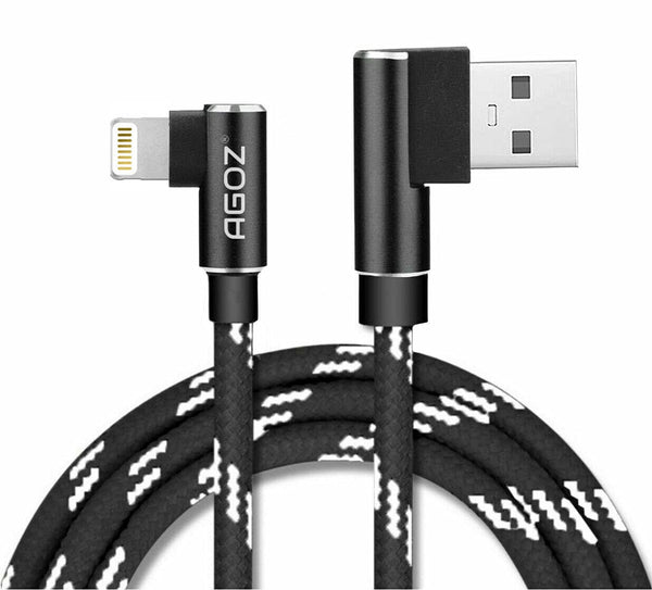 AGOZ 4FT Apple MFI Certified Lightning iPhone Cable, 90 Right Angle, FAST Charger Cord Compatible with iPhone 14