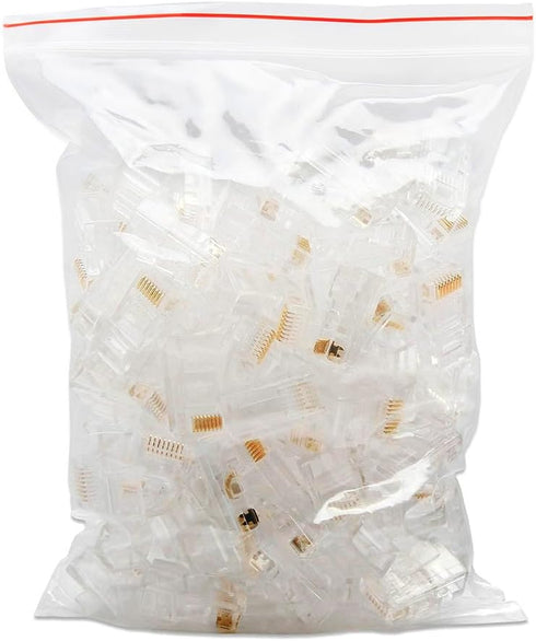Cmple Cat5e Connectors RJ45 Modular Plugs - 100 Pack for Solid Network Ethernet Cable