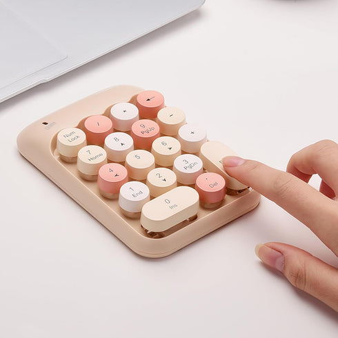 Lomiluskr 2.4G Accounting Wireless Numeric Keypad with USB Receiver, Cute Colorful Round Keycaps, Portable Financial