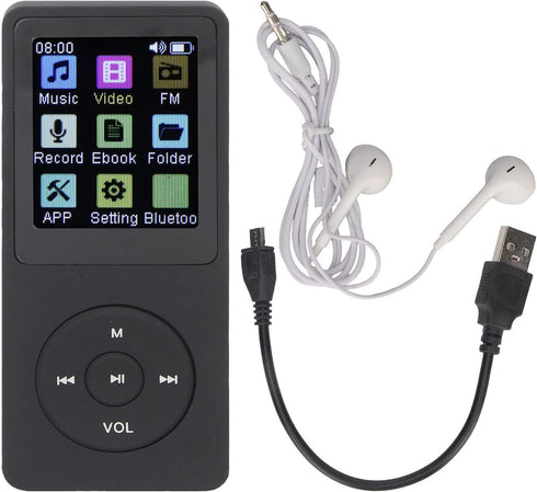 MP3 Player with Bluetooth 5.0, 1.8 Inch Color Display, Built-in Speaker, Electronic Book Reader, Pocket Music Player