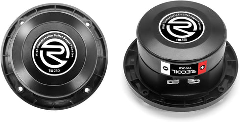 RECOIL TW250 High Compression Car Bullet Super Tweeters, 1-Inch Voice Coil, 400 Watts Max, Pair