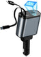 Retractable Car Charger, 60W Fast Charge with 1x Retractable Cable, 1x Type-C Cable, 2X USB Ports for iPhone Galaxy