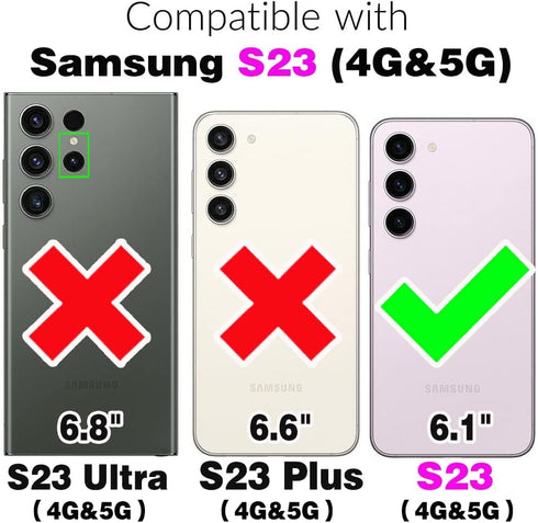 Asuwish Samsung Galaxy S23 5G Phone Case, Dual Layer Rugged Hybrid Protective Cover with Tempered Glass Screen