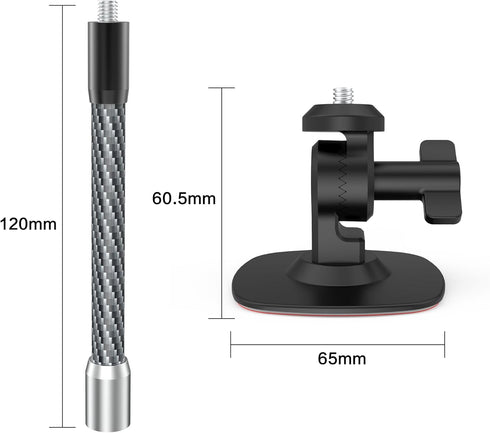 Flexible Adhesive Helmet Mount for insta360, Motorcycle Windscreen Camera Mount with Carbon Fiber Extension Rod