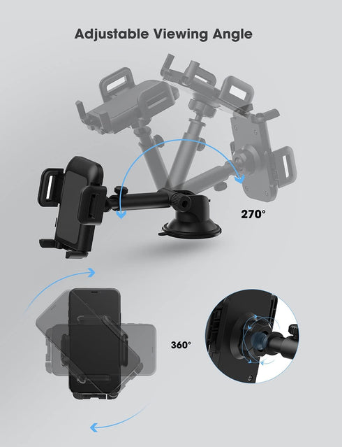 Car Phone Holder Mount with Strong Suction Cup, Compatible with iPhone 14 13 12 11 Pro Max, Galaxy Note 20