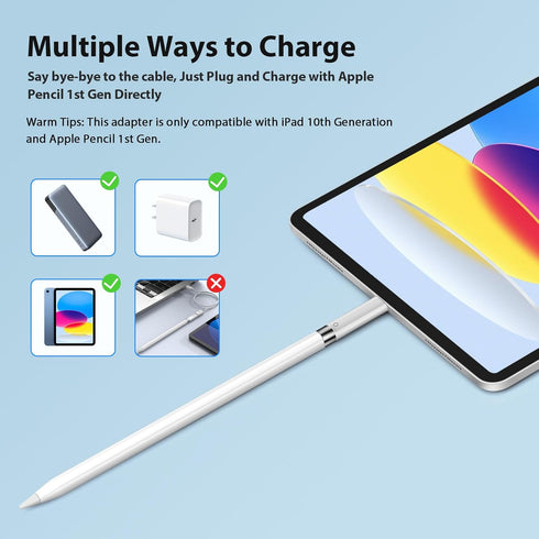 USB-C to Pencil Adapter - Compatible with Apple Pencil 1st Generation for iPad 10th Gen Charging