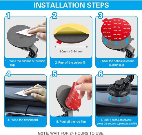 VOLPORT 90mm Sticky Adhesive for Dash Cam Suction Cup Mount, Heat Resistant Double Sided Mounting Tape Pad