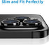 Black Camera Lens Protector for iPhone 15 Pro/Pro Max - Anti-Scratch Tempered Glass, Shockproof, Full Protection.