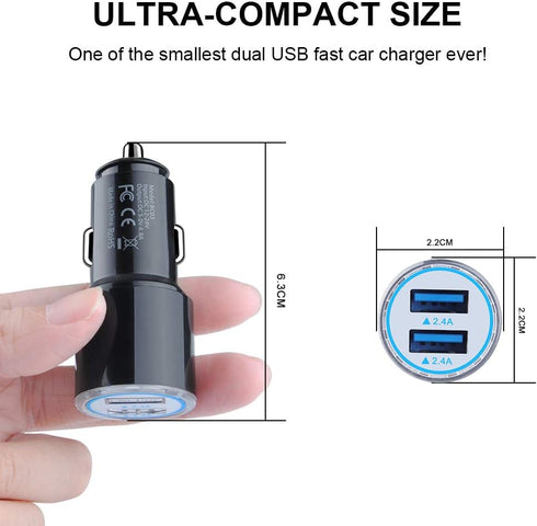 Fast Car Charger for Android & Micro USB Cable, compatible with Samsung Galaxy S7, Note 5, Moto E4, LG K30 & more.