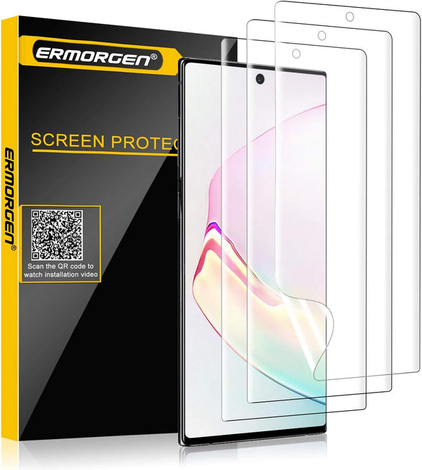 (3 Pack) TPU Screen Protector for Samsung Galaxy Note 10 Plus 10+ 5G, High Definition Edge to Edge