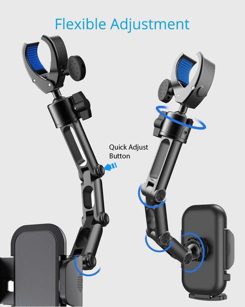Quyee 4-7 Inch Upgraded Phone Holder for Your Car, Rear View Mirror Phone Holder - Aluminum Alloy Mount Multi-Angle