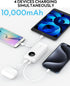 Ayeway Small Power Bank - 10,000mAh USB C Fast Charge Battery Pack with Built-in Cable, Lightweight External Backup