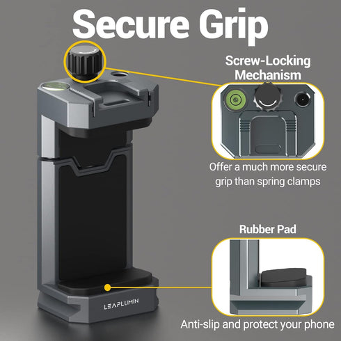 Aluminum Phone Mount for Tripod, Adjustable Phone Tripod Mount with Cold Shoe & Arca Swiss Quick Release Plate