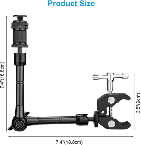 FOMITO 11 inch Articulating Magic Arm + Super Clamp for DSLR Rig Camera, LCD Monitor, LED Video Light