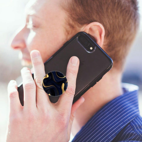 (6 Pack) Collapsible Cell Phone Grip for Smartphones, Expanding Holder - Green Blue Gold Marble