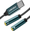 USB C to 2 TRS 3.5mm Headphone Mic Splitter Adapter, Hi-Res DAC Chip for Dual-Plug PC Gaming Headset, 12 inch