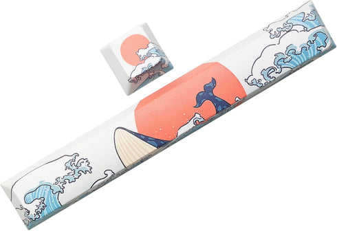 KPREPUBLIC Novelty Keycaps, Japanese Wave Whale and Sun ESC Spacebar PBT for Gaming Mechanical Keyboard
