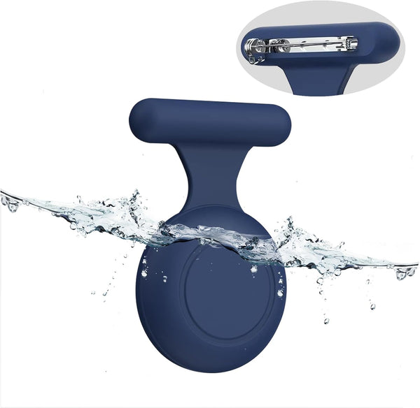 Waterproof AirTag Holder Case for Kids, Hidden Case with Brooch Pin for Item Locator (Blue)