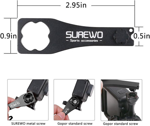 SUREWO Dual Rotating Extension Arm Mount for GoPro Hero 13 12 11 10 9 8 7 6 5 Black, DJI Osmo Action 2, AKASO, Campark