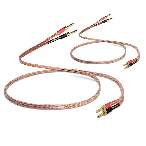 UCINNOVATE 2Pack 4m 13AWG Speaker Cable with Gold Plated Banana Plugs, Pre-Connected HiFi Copper for Home Theater