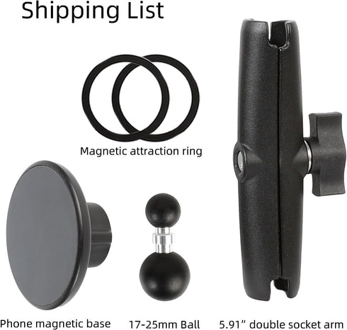 Leenconghui 5.91" 17 16 15 14 13 Magnetic Cell Phone Holder Base with Double Socket arm for MagSafe iPhone