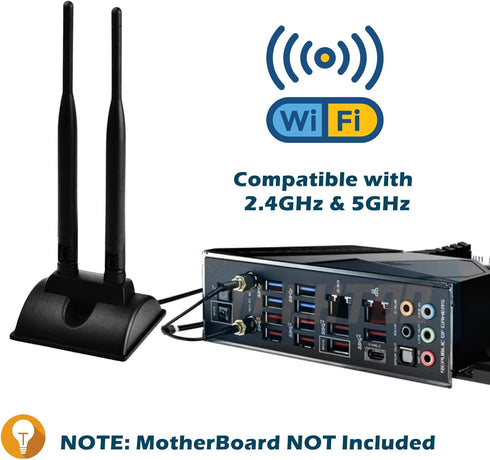 Dual Band WiFi Antenna 2.4GHz - 5.8GHz with Magnetic Base RP-SMA Connector for Wireless Router - Signal Booster