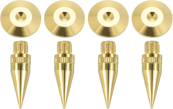 MECCANIXITY 4pcs Adjustable Gold Speaker Spike Kit with Shockproof Copper Isolation Pads for Subwoofer and Audio