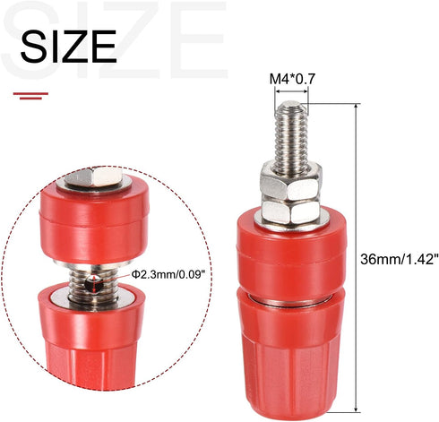 MECCANIXITY Terminal Binding Post Amplifier Connector, Banana Plug Jack Speaker Red, 4 Pack