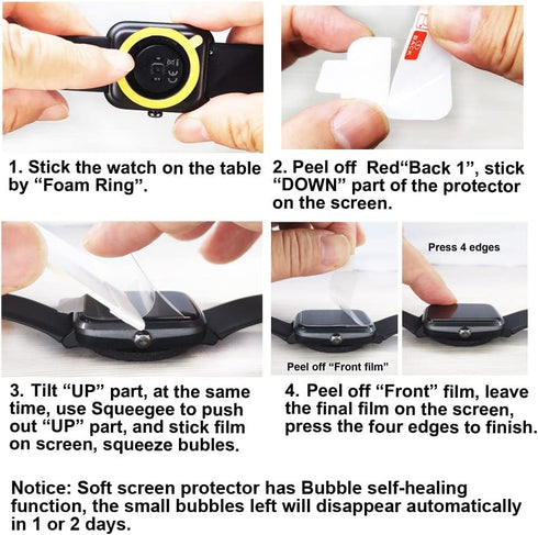 Screen Protector Compatible with SKG V7 Cyber, IDW15 1.8” Fitpolo, TMHAI VERYFIT Smart Watch, Soft TPU, 6-pack