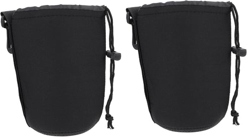2pcs Camera Lens Bag Accessories, Drawstring Lens Case Pouch for DSLR Camera Lens, Shockproof Neoprene