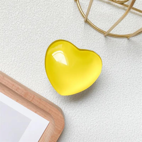 White Heart Phone Holder Stand Griptok, Cute Crystal Glass, Pretty Resin, ABS, Acrylic, Epoxy (GT-002)