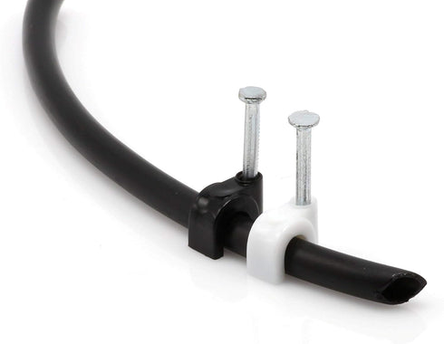 THE CIMPLE CO Single Coaxial Cable Clips, Cat6 Electrical Wire Clip, 1/4 in (6 mm) Nail Clip, White (50 Pieces)