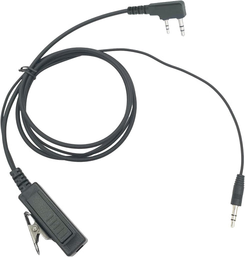 Push-To-Talk K1 Cable with Aux 3.5mm Male Adapter, PTT Mic for Baofeng UV-5R Retevis RT18 RT19 RT21 RT22 RT27 RT7 H-777 Kenwood 2-Pin Radios Connecting to Headset Earmuffs with 3.5mm Audio Jack