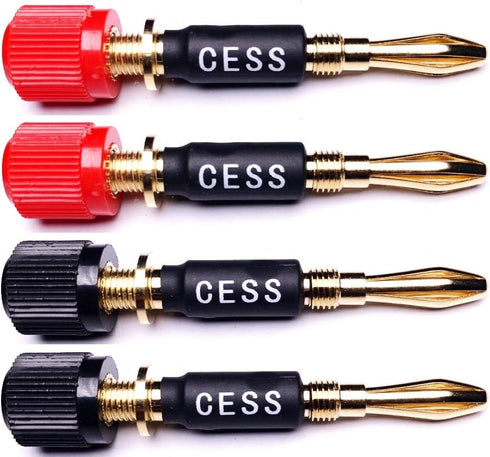 CNCESS CESS-061 Spade Fork Binding Post to Banana Plugs Speaker Adapter, 4 Pack