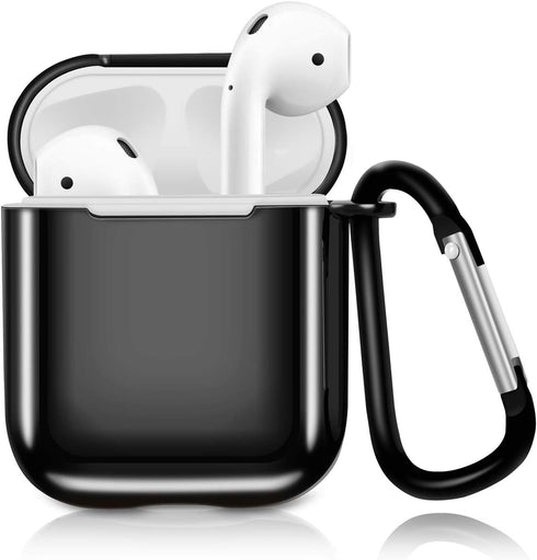 Solomo Compatible AirPods Case Cover, Luxury Plating TPU Soft Skin Protective Shockproof Cover for Apple AirPods (Black)