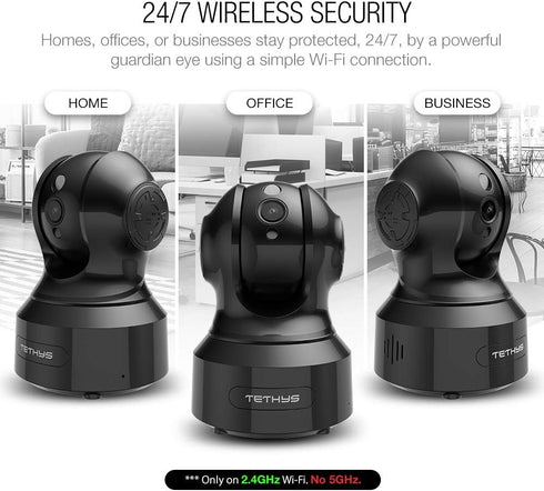 TETHYS Wireless Security Camera 1080P Indoor, Pan/Tilt WiFi Smart IP Camera with Night Vision and Motion Detection