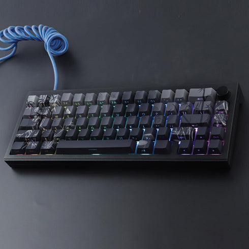 Tsungup PBT Keycaps - Side Printed 135 Keys Bamboo Sea Custom Keycaps, Gradient Grey Shine Through for Cherry MX