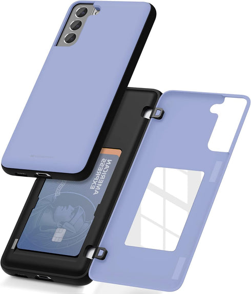 GOOSPERY Card Holder Wallet Case for Galaxy S21 Plus 6.7" (2021) - Protective Dual Layer Bumper with Hidden Mirror,