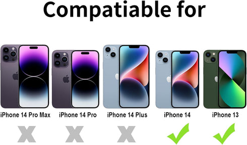 TENOC Phone Case for iPhone 13 & iPhone 14, Black Anti-Fingerprint Protective Bumper Matte Cover for 6.1 Inch