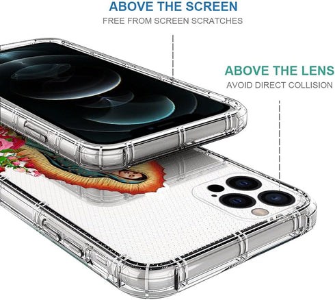 CARLOCA Clear Shockproof TPU Bumper Case for iPhone 11, Flower Lady Religion Pattern Design for Girls