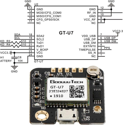 Doudou et Compagnie 2pcs GT-U7 NEO-6M, STM32, Doudou GPS Module, High Sensitivity, Low Power Consumption, Compatible