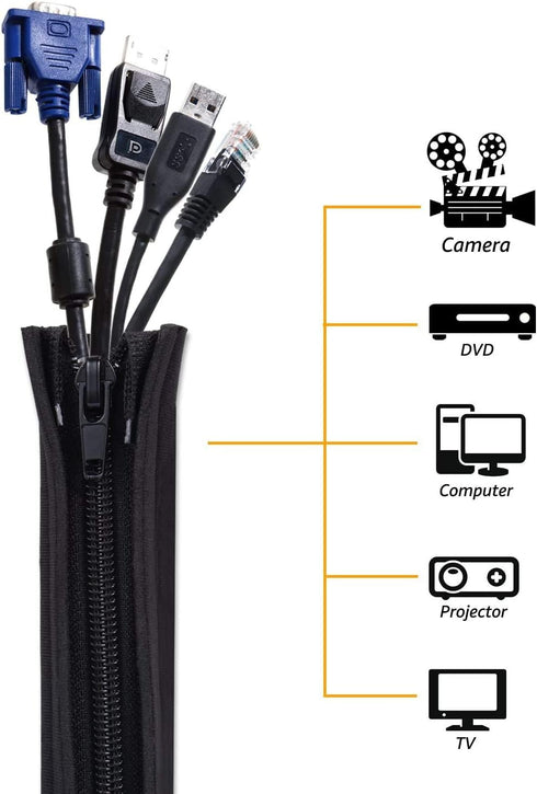 Bestfy Cord Organizer System - 19.5 Inch Cable Management Sleeve with Zipper, 4 Pack
