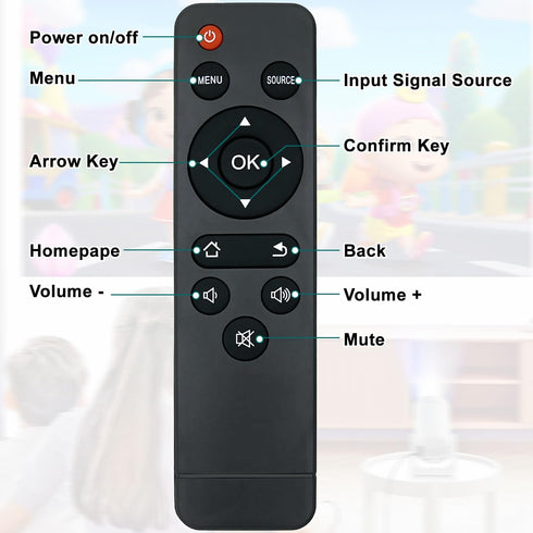 HODSEUKIN S27 Replacement Remote Control for Mini Projector,Compatible with Wimius Mini Portable Projector.