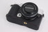 E-P7 Case, BolinUS Handmade Leather Half Camera Bag for Olympus Pen E-P7, Bottom Opening Version, Black