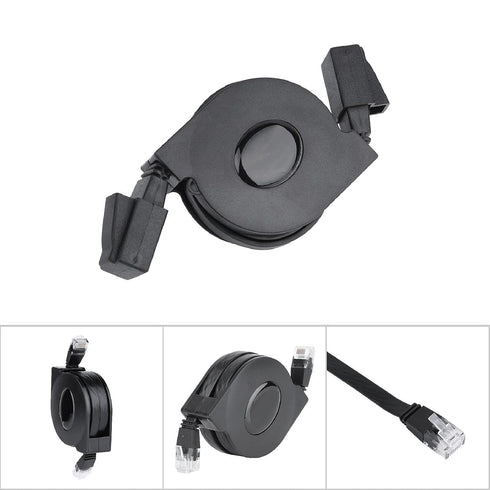 HANYAUKU CAT6 RJ45 (2m/6.6ft) Retractable Ethernet Cable, High Speed LAN Wires Internet Patch Cable, Adjustable Network